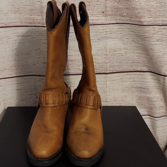 Size 6 Harley Davidson Tan Harness Riding Boots - Picture 2 of 6
